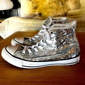 Converse Chuck Taylor All Star High Tops ⭐️ Sequin Silver Sneakers EU 39 / US 8